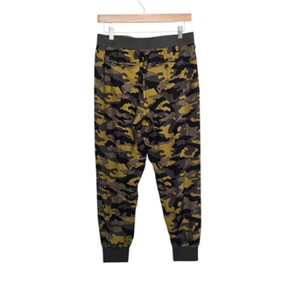 ATM Jogger Pants Womens Small Green Camo‎ 100% Silk Rib Cuffs Elastic Waist - Picture 2 of 11